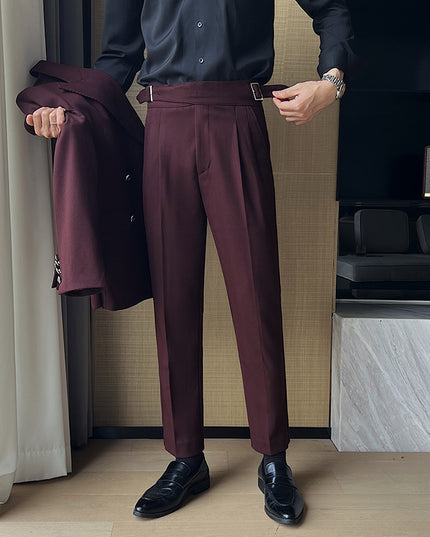 High-rise Thick Dark Striped High Waist Casual Pants