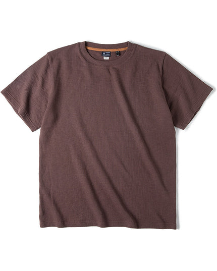 Waffle Round Neck Knitted Short Sleeve T-shirt Half Sleeve Bottoming Shirt