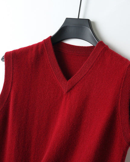 Men's V-neck Vest Middle-aged And Elderly Warm Sweater
