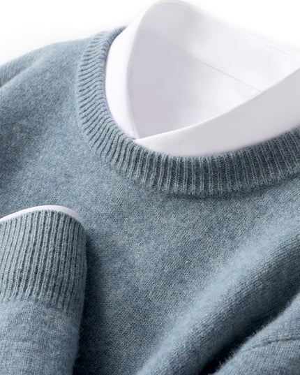 Men's Thickened Pullover Sheep Fur Sweater Loose Round Neck Solid Color Sweater