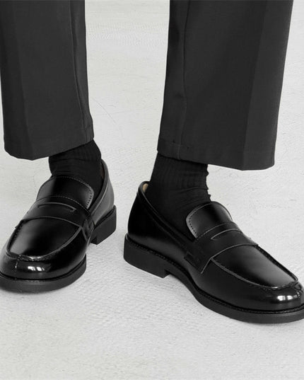 Men's Classic Slip-on Black Derby Couple Leather Shoes