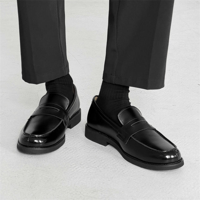 Men's Classic Slip-on Black Derby Couple Leather Shoes