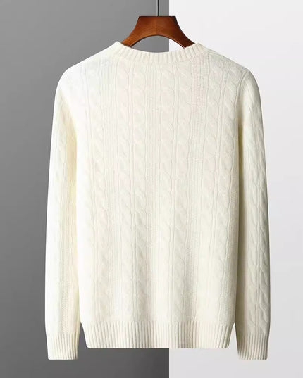 Round Neck Cashmere Sweater Men's Long Sleeve Pullover Classic