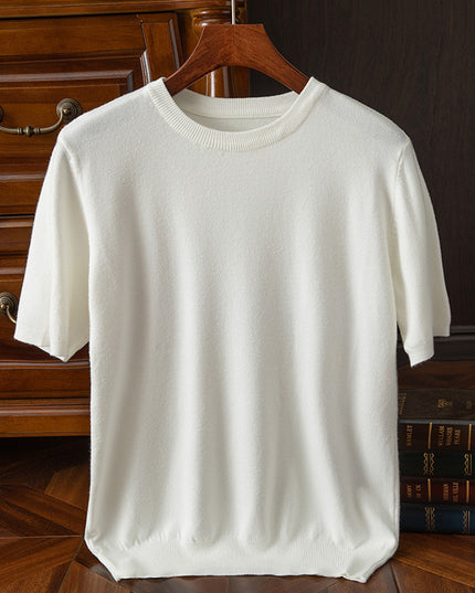 Men's Short-sleeved T-shirt Korean-style Trendy Round Neck Half-sleeve Sweater