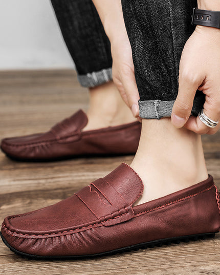 Men's Fashion British Leather Beanie Shoes