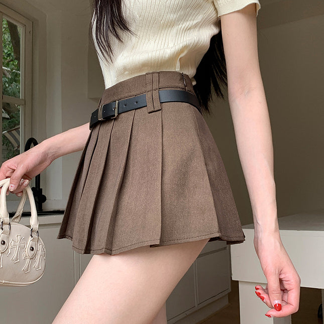 Women's Solid Color Casual High Waist Pleated Skirt