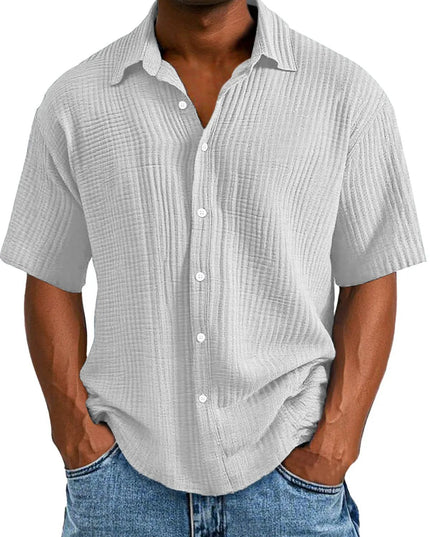 Spring And Summer Men's Short-sleeve Lapel Shirt Double Layer Champray