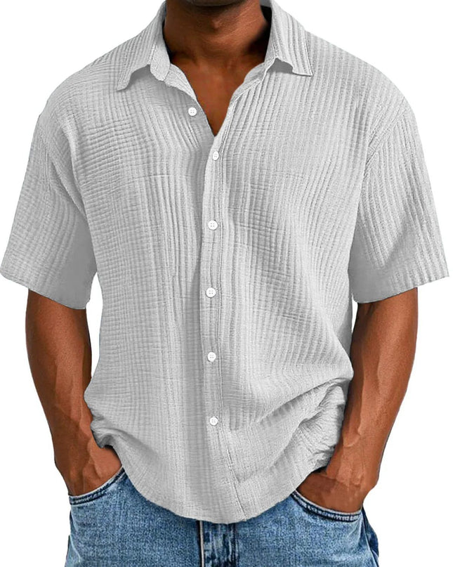 Spring And Summer Men's Short-sleeve Lapel Shirt Double Layer Champray