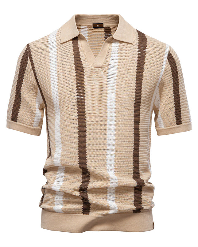 Breathable Hollow Men's Short-sleeved Polo Shirt Sweater