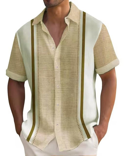 3D Digital Printing Summer Striped Shirt Male