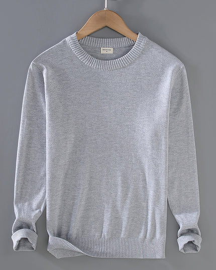 Men's Top Pullover Inner Stretch Rib Round-neck Sweater