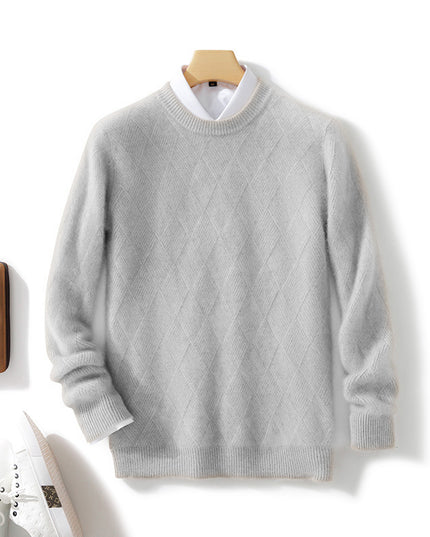 Pure Wool Sweater Men's Loose Round Neck Sweater Casual Thickening Knitted Bottoming Shirt