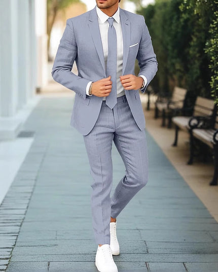 Men's New Linen Single Row One Button Suit
