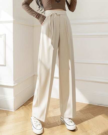 High Waist Drooping New Straight Lace-up Suit Pants For Women