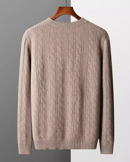 Round Neck Cashmere Sweater Men's Long Sleeve Pullover Classic