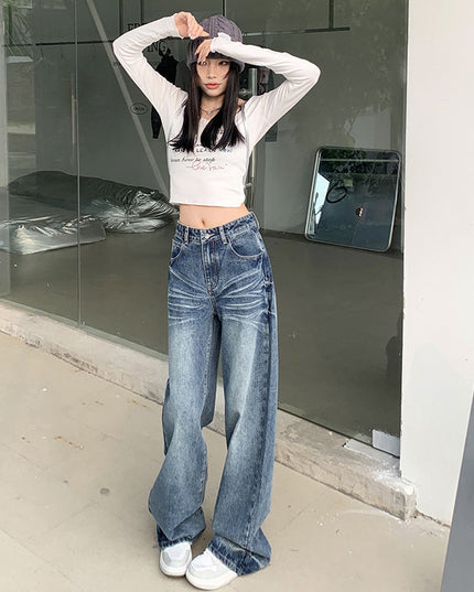 Women's Straight Loose American Retro Wide Leg Jeans