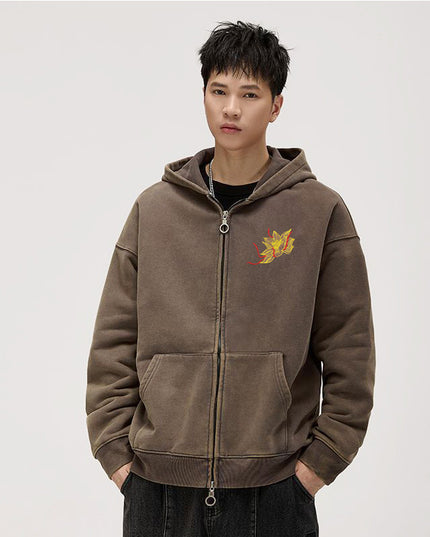 Autumn And Winter Fleece-lined Vintage Chinese Style Embroidered Hoodie
