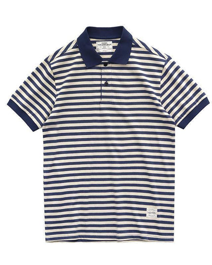 Summer Loose Lapels Men's Retro Casual Striped Short Sleeve