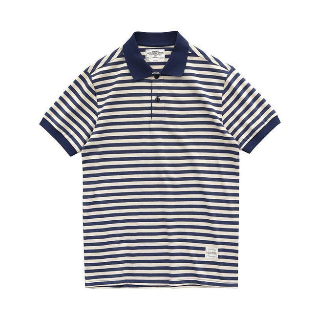 Summer Loose Lapels Men's Retro Casual Striped Short Sleeve