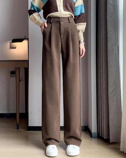 Female Autumn And Winter Loose Casual Woolen Straight-leg Pants