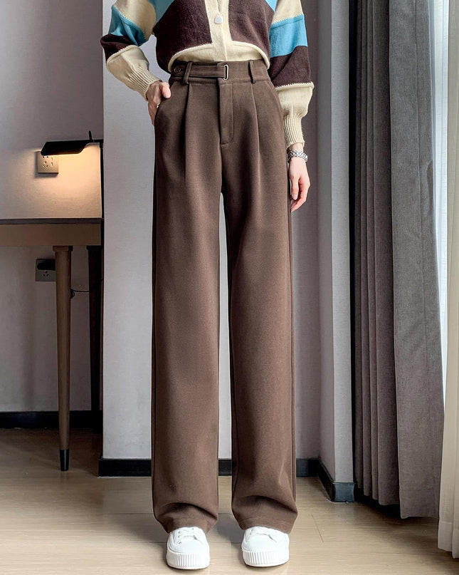 Female Autumn And Winter Loose Casual Woolen Straight-leg Pants