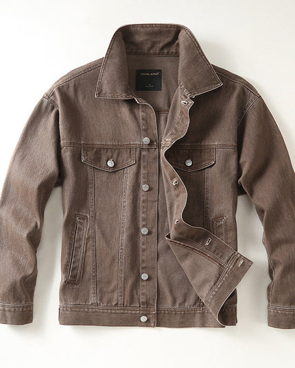 Men's High Street Loose-fitting Workwear Jacket Polo Collar Top Cotton