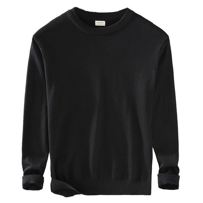 Men's Top Pullover Inner Stretch Rib Round-neck Sweater