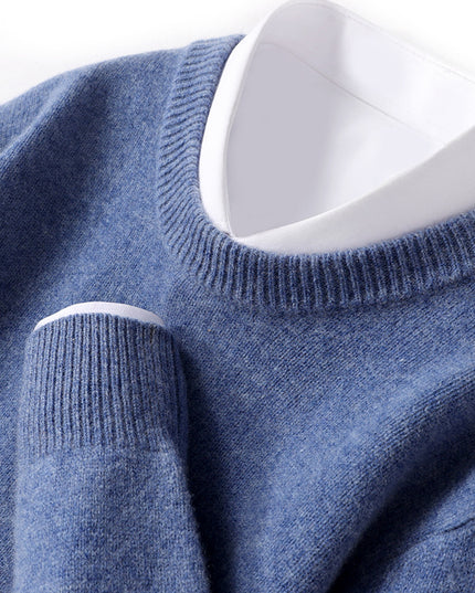 Men's Thickened Pullover Sheep Fur Sweater Loose Round Neck Solid Color Sweater