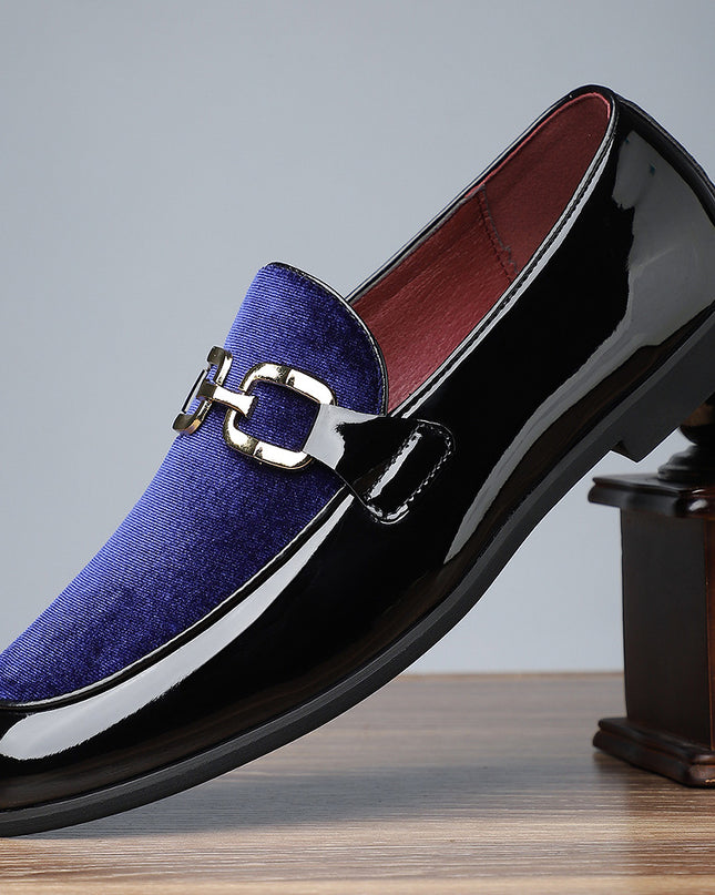 Men's Glossy Pointed British Style Frosted Suede Business Casual Leather Shoes