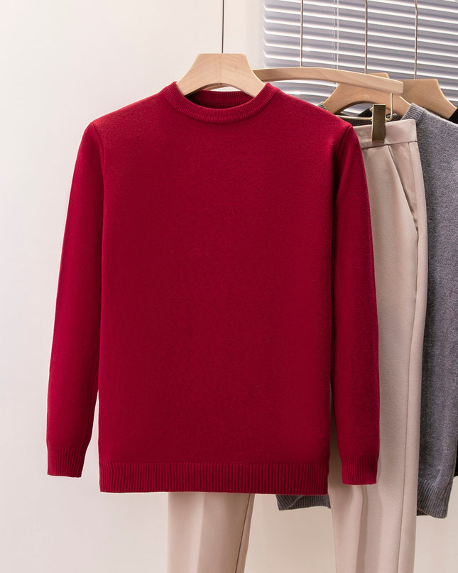 Round Neck Sweater Men's Solid Color Casual Bottoming Sweater
