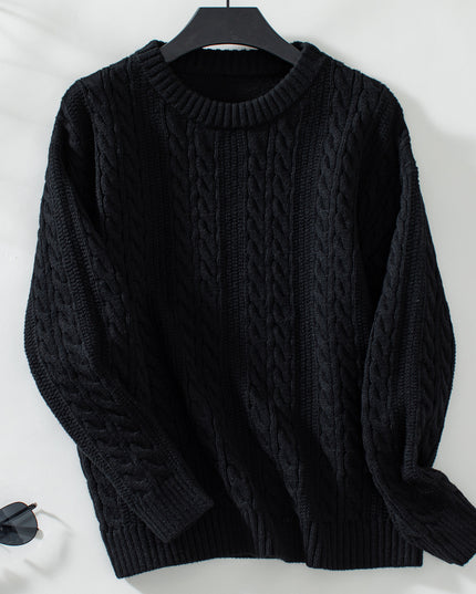 European And American Fashion Round Neck Twist Knit Sweater Pullover Long Sleeve
