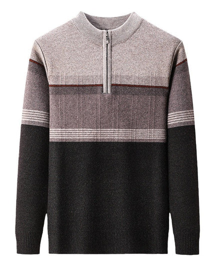 Zipper Collar Sweater Men's Thickened Long-sleeved Sweater