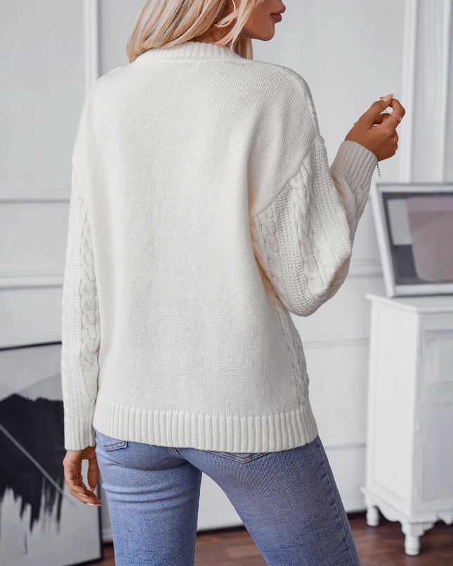 European And American Fashion Round Neck Twist Knit Sweater Pullover Long Sleeve