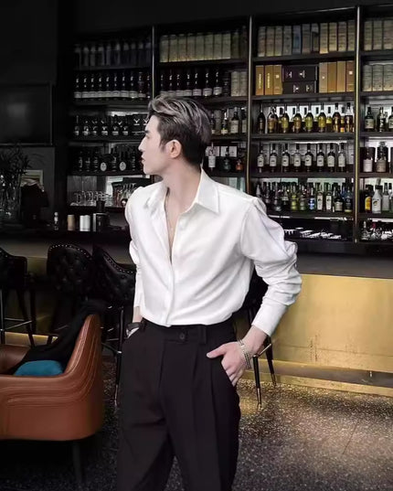 Personalized Trendy Design Zipper Solid Color Shirt
