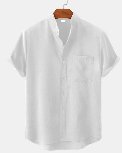 Men's Solid Color Casual Shirt With Pocket