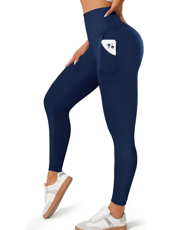 Women's Pocket Soft Belly Contracting High Elastic Slim High Waist Leggings