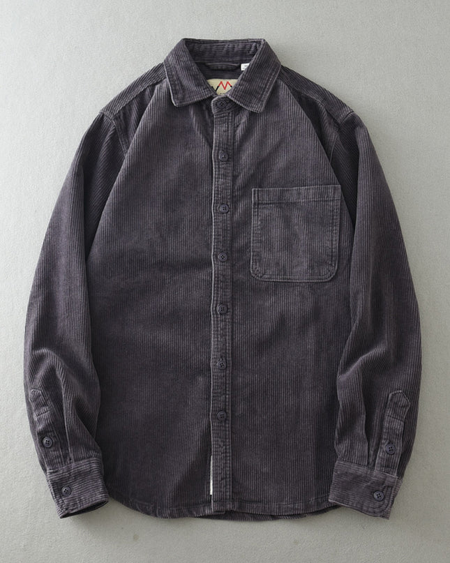 Men's Retro Loose Corduroy Long Sleeve Casual Cotton Shirt