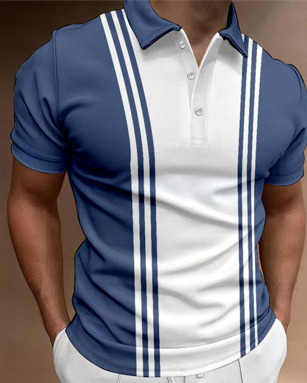 Casual 3 Button Printing Lapel Casual Men's T-shirt