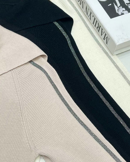 Wool Sweater Big Lapel Long Sleeve Top