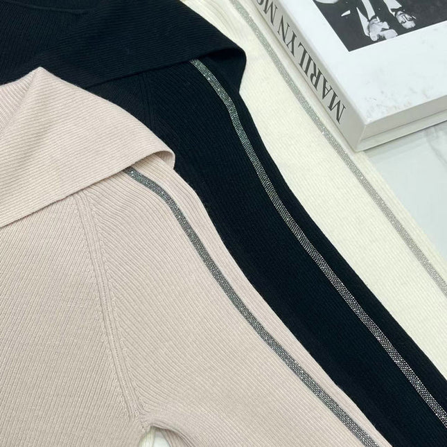 Wool Sweater Big Lapel Long Sleeve Top