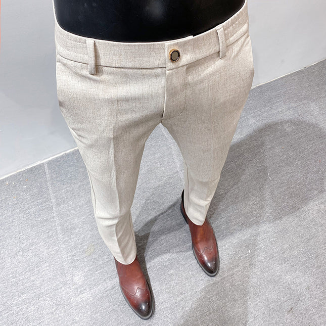 Men's Fashion Handsome Lightly Mature Simple Slim Fit Casual Ankle Banded Pants