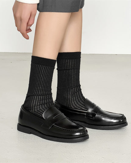 Men's Classic Slip-on Black Derby Couple Leather Shoes