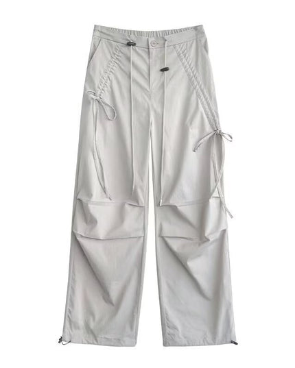 Light Gray Overalls Straight Loose Wide-leg Casual Pants