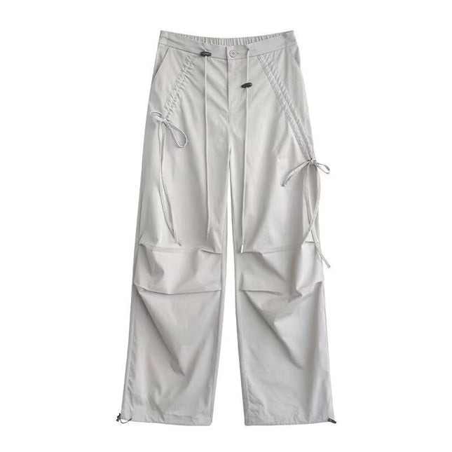Light Gray Overalls Straight Loose Wide-leg Casual Pants