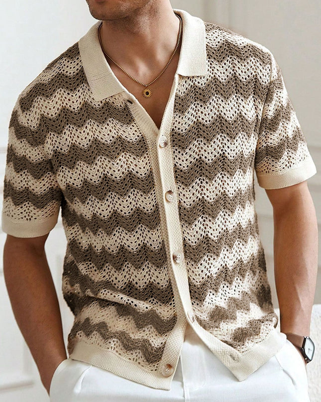 American-style Hollow Jacquard Corrugated Sweater