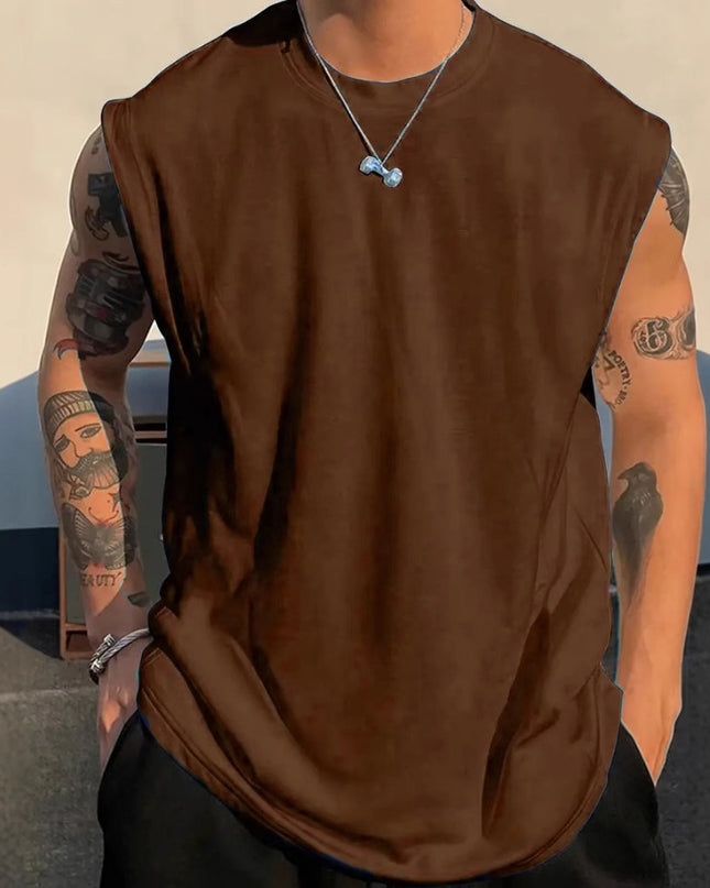 Men's Loose Pullover Solid Color Tank Top Sleeveless T-shirt
