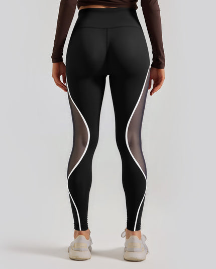 Women's Color Matching Mesh European And American High Waist Yoga Pants