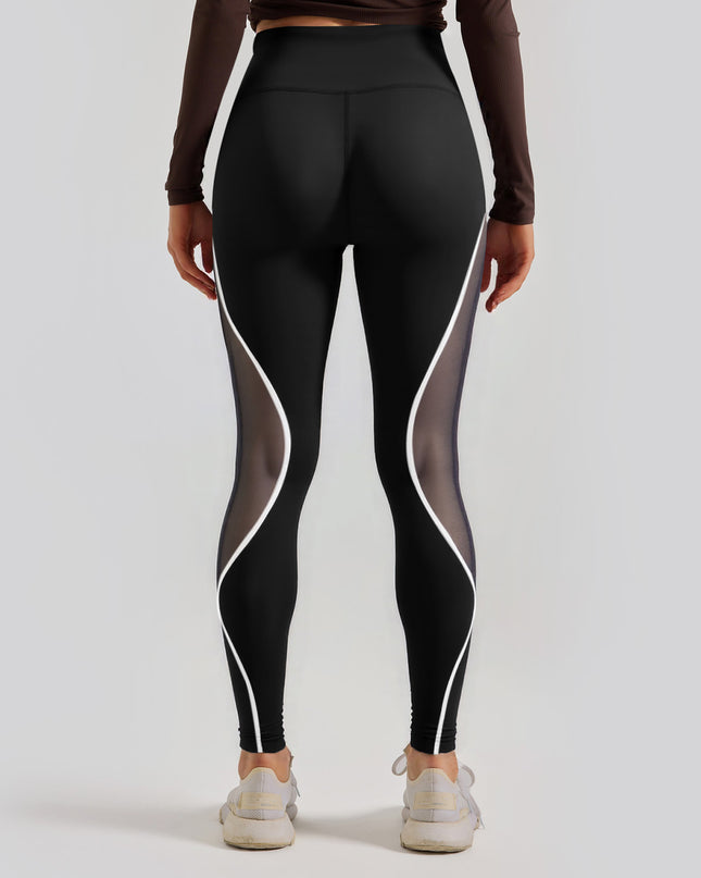 Women's Color Matching Mesh European And American High Waist Yoga Pants