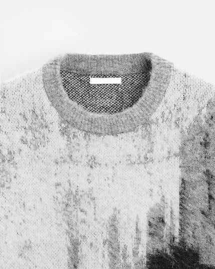 Mohair Soft Glutinous Color-block Crew Neck Knitted Sweater
