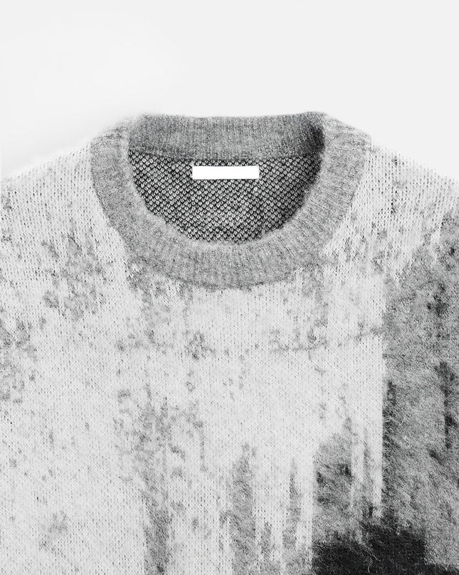 Mohair Soft Glutinous Color-block Crew Neck Knitted Sweater
